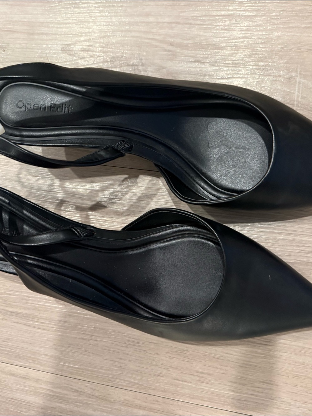 Open Edit Pointed Slingback Flats Black Excellent